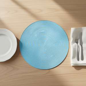 Set di 6 tovagliette rotonde Excelsa 36x36 cm in plastica blu - Product Image 3