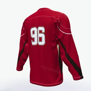 Venta al por mayor, personalizar el nombre del equipo, ropa de hockey sobre hielo, diseño personalizado, sublimación, camisetas de hockey, ropa deportiva para adultos
