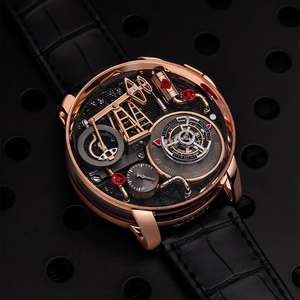 นาฬิกาจักรกลดีไซน์พิเศษของเจ<span class=keywords><strong>ค</strong></span>็อบ นาฬิกาปั๊มน้ำมัน <span class=keywords><strong>ช</strong></span>ุบทอง<span class=keywords><strong>ค</strong></span>ำชมพู 3 มิติ เดอร์ริกขึ้นลงภายในกระบอกทอง<span class=keywords><strong>ค</strong></span>ำ - Product Image 2