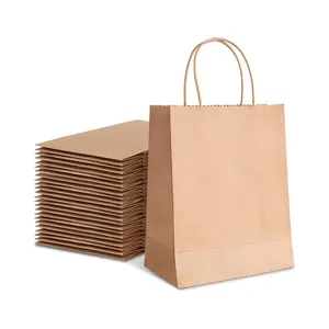 Sacs à provisions en papier kraft brun en gros de Chine à bas prix emballage sac alimentaire recyclable avec poignée