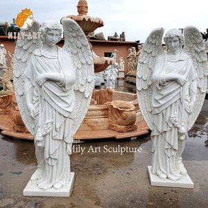 Sculpture d'ange grandeur nature sur mesure, <span class=keywords><strong>statue</strong></span> d'ange masculin en marbre blanc debout pour hôtel - Product Image 6