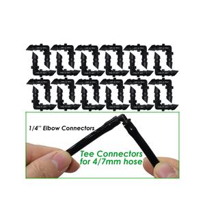 Connecteur capillaire coudé barbelé 47 pièces noir PP pour système d'irrigation goutte à goutte, accessoires de raccordement de tuyaux d'eau - Product Image 2