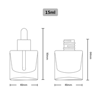 Pipette OEM pour emballage cosmétique, flacon compte-gouttes en verre transparent à épaule plate pour huile essentielle et sérum, 15 ml