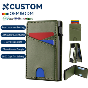 <span class=keywords><strong>Portafoglio</strong></span> Pop-up in Pelle PU <span class=keywords><strong>Verde</strong></span> alla Moda per <span class=keywords><strong>Uomo</strong></span> con Fermasoldi in Metallo, Porta Carte Sottile e Intelligente in Alluminio - Product Image 1