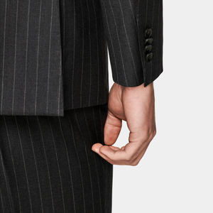 <span class=keywords><strong>Abito</strong></span> da Uomo <span class=keywords><strong>Doppiopetto</strong></span> <span class=keywords><strong>Grigio</strong></span> Scuro in Lana S110 Vestibilità Slim Motivo Grana di Riso Stile Business - Product Image 5