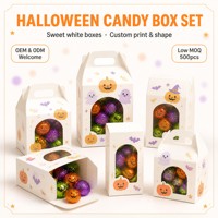 Emballage d'Halloween personnalisé OEM ODM en gros, boîte à bonbons avec fenêtre en PVC imprimée squelette araignée, usine certifiée ISO 9001
