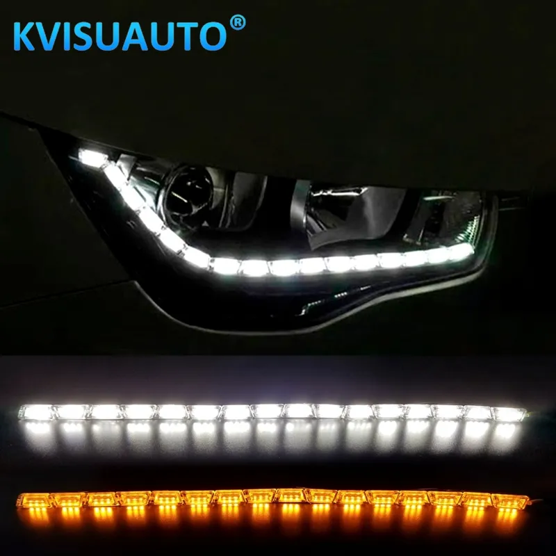 CQL-tira de luces LED de cristal Flexible, con señal de giro, DRL, diurna, blanca, con función amarilla