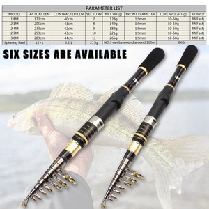 Caña de pescar ultraligera de fibra de carbono Searcher con carrete giratorio, set con 100 m de línea, kit de aparejos de pesca para agua dulce y salada - Product Image 3