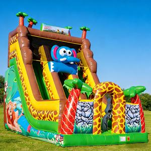 Structure gonflable d'obstacles et toboggan sur le thème du safari en jungle, en PVC écologique, pour enfants, aventure animale africaine, aire de jeux multicolore, zoo - Product Image 4
