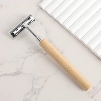 Rasoir de sécurité à double tranchant avec manche en bambou écologique, rasoir manuel réutilisable pour hommes, utilisation en hôtel et en voyage