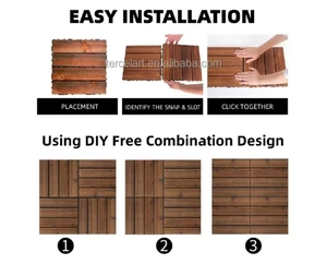 Dalles de jardin emboîtables, dalles de sol extérieures en bois carbonisé, dalles de pavage en pierre, dalles de terrasse emboîtables - Product Image 6