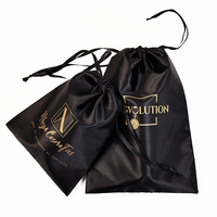 Sac en satin de soie rose brodé avec logo personnalisé Pochette cadeau en soie Sacs en soie pour bijoux