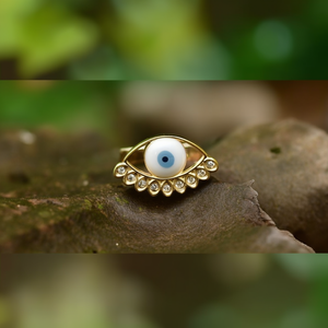 Bague œil de cristal plaquée or PVD en acier inoxydable 316L avec pierres transparentes pour femme, bijoux tendance - Product Image 3