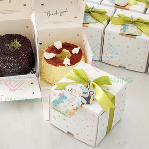 免费设计样品定制迷你蛋糕盒婚礼生日10x10x5 20x20x8 4 6 <span class=keywords><strong>8</strong></span> 10 12 14英寸高蛋糕盒，带窗口标志 - Product Image 6