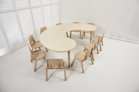 Ensemble table et chaise en forme de lune pour la maternelle, hauteur réglable, en plastique, pour enfants, mobilier de classe, vente chaude