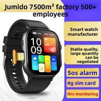 Reloj con Tarjeta 4G F500 de Grado Médico, ECG, Pantalla IPS Cuadrada, Correa de Silicona, Detección de Frecuencia Cardíaca las 24 Horas, Alarma SOS de Caídas, Contesta Llamadas