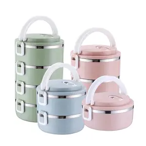 Warmte Behoud Multi Layer Lekvrij Draagbare Voedsel Container Bento Rvs Lunchbox Voor Volwassenen Kids