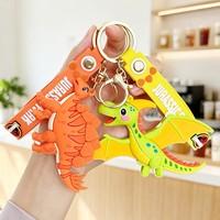 Porte-clés en silicone dinosaure T-Rex de dessin animé créatif et mignon, le plus populaire de 2026, pour sac d'école d'étudiant
