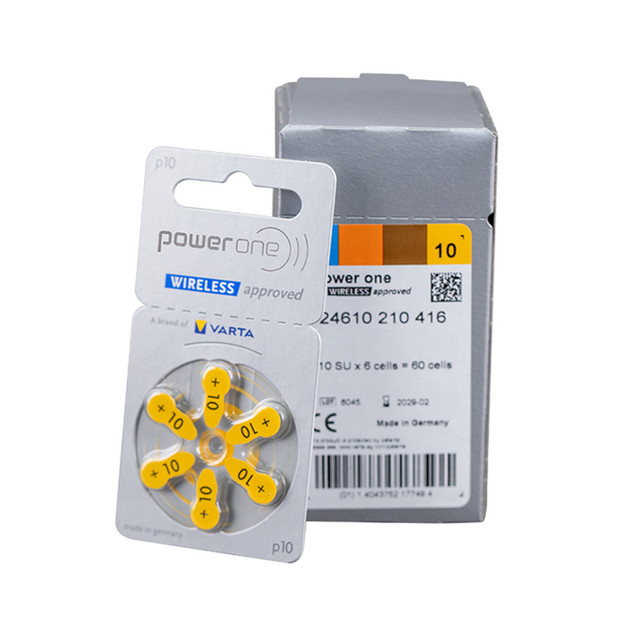 Power One Mercury Free 1.45V P10 Zinc Air Button Cells Batteries for CIC, IEC, Hearing Aid