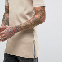 Autel maxvêtement pour homme, Tee-Shirt long avec fermeture éclair sur le côté, en coton biologique, de haute qualité