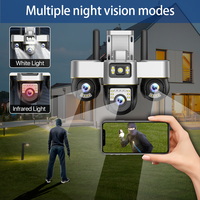 Cámara Solar V380pro de Tres Lentes, 9MP, 4K, Visión Nocturna, para el Hogar, con Tarjeta SIM 4G, WiFi, Exterior, Impermeable, PTZ