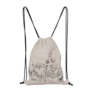 Sac à dos en toile de coton à personnaliser pour enfants, sac à cordon pour peinture DIY - Product Image 1