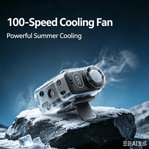 3000mah Rechargeable Lightweight Waist Fan 16000RPM Semiconductor Cooling mini Fan with LED Display Torch <b>Light</b> Outdoor <b>Neck</b> Fan - Product Image 3