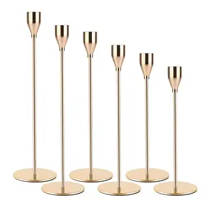 Wholesale Minimalist Metal Rose Gold Tapered Candle Stick Holder For Christmas Weddings Home Party Decor