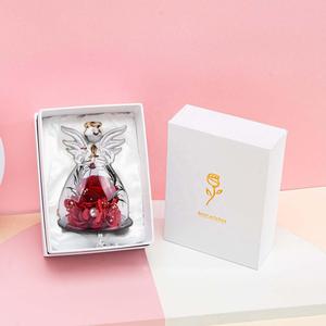 Statua di Angelo in Vetro con Rosa Eterna Conservata, Regalo per Natale, Festa della Mamma, Laurea, Ringraziamento, Anniversario per Donne e Mamme - Product Image 1