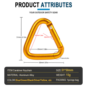 Mosquetón Triangular de Aleación de Aluminio para Camping, con Gancho de Seguridad, <span class=keywords><strong>Precio</strong></span> de Fábrica, en Stock - Product Image 3