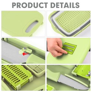 9-in-1 Outdoor Foldable Plastic Cutting Board Set Kitchen Silicone Fruit & Vegetable Cutting Board with Knife Basket - Product Image 3