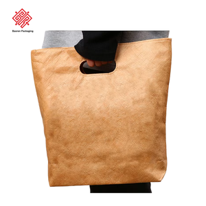 Bolsa enfriadora de papel Tyvek ecológica Baoren, logotipo personalizado, reutilizable, resistente al agua, su bolsa de papel personalizada de marca con asas - Product Image 4