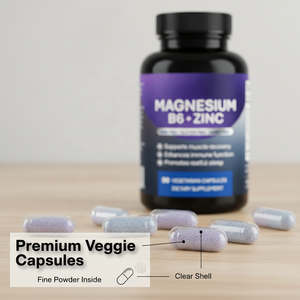 マグネシウム<span class=keywords><strong>B6</strong></span> + 亜鉛栄養補助食品 エネルギー補給 大人用ベジタリアンカプセル 60粒 カスタムブランディング OEM/プライベートラベル - Product Image 3