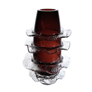 Vaso Alto <span class=keywords><strong>di</strong></span> Lusso in Vetro Soffiato a Mano <span class=keywords><strong>Rosso</strong></span> Borgogna con Texture Ondulata a Strati Effetto Ghiaccio per Centrotavola, Ideale per Hotel, Palazzi e Decorazioni Nuziali - Product Image 4