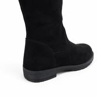 Bottes hautes pour filles, bottes longues en daim noir pour enfants, bottes d'hiver tendance, doublure en coton, fabriquées en Chine