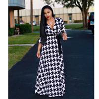 Robe décontractée de style bohème européenne et américaine à col en V imprimé, grande taille, S-5XL, pour tous les jours