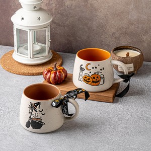 Nuova Tazza in Ceramica Professionale per il Ritorno a Scuola, Design Cartoonesco con Motivi di Zucca, Gatto Nero e Fantasma, Divertente Tazza per <span class=keywords><strong>Caffè</strong></span>/Tè Riutilizzabile e Portatile - Product Image 3