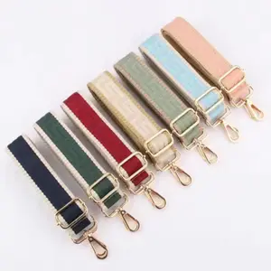 Professional custom Multi Color Stripe Cotton Shoulder Straps Woven Replacement Purse Straps for Bag