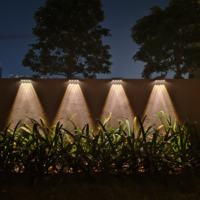 Projecteur solaire mural carré 4 LED IP65 étanche blanc chaud RGB pour jardin extérieur