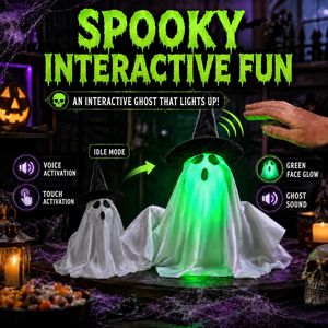 Figurine fantôme électrique Dropshipping Shopify, activée par le mouvement, visage lumineux, décoration de table d'Halloween - Product Image 5