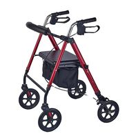 Déambulateur médical, roues de 8 po, compact pliable, facile à plier, à soulever et à transporter, livré avec support de canne
