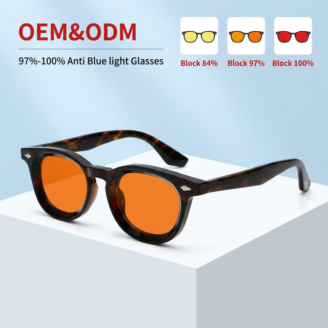 Sunray Factory Direct Wholesale Custom 100% Red Amber Lens Professional Digital Eye Strain Relief Blue Light Blocking Glasses