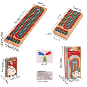 Classic 3-Track Wood Cribbage <b>Board</b> Game 9 <b>Pegs</b> Portable Card <b>Board</b> Outdoor Play Adult-friendly Beautiful Printing Eco-friendly - Product Image 3