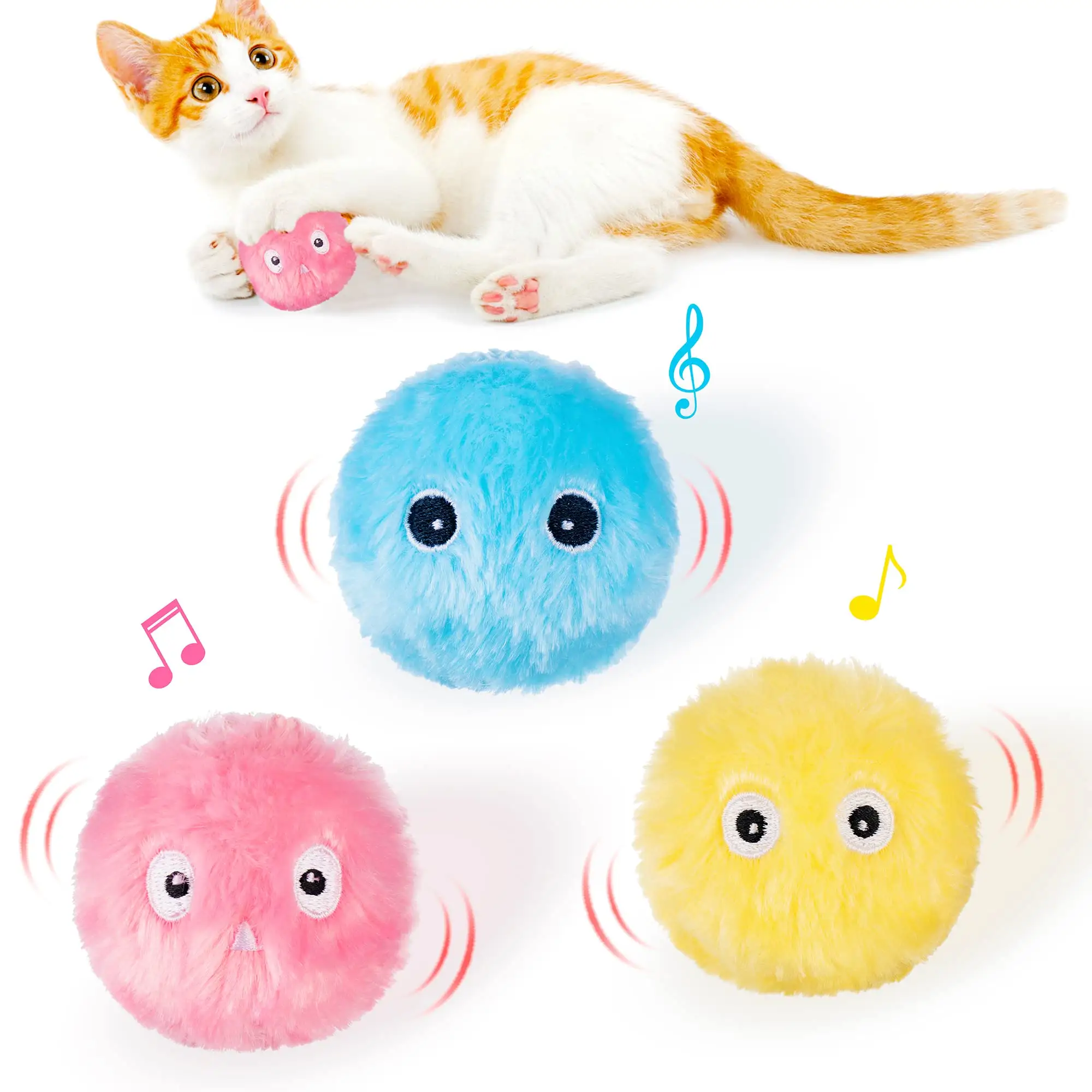 Smart Cat Eva Toys Interactive Ball Catnip Cat Soft Toy Pet Playing Ball Pet Squeaky Cat Plush Toy Ball