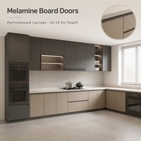 Solutions de cuisine avec portes en PVC et carcase en panneaux mélaminés, ensemble d'armoires de cuisine avec évier pour appartement