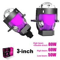 Projecteur Laser Bi-LED H4 KX30PRO 3 Pouces Haute Puissance, Mini Phare de Voiture LED Canbus avec Double Lentille Laser