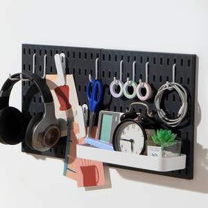 Système d'organisation multifonctionnel de panneaux perforés en plastique Panneau de rangement mural extensible pour l'organisation de <span class=keywords><strong>garage</strong></span> de bureau à domicile - Product Image 2