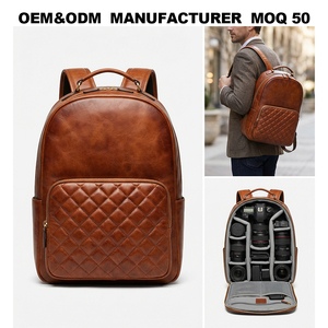 Mochila de Cuero Negra para Cámara, de Gran Capacidad, <span class=keywords><strong>con</strong></span> Correa Ajustable y Resistente, para Viajes y Fotografía, Fabricada por OEM - Product Image 1