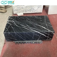 HZX meubles en pierre Table basse en marbre pour salon Table basse de luxe naturelle personnalisée Nero Marquina avec socle en marbre