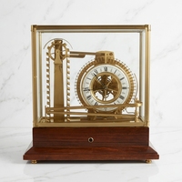 Horloge de table/bureau mécanique de style français, en laiton antique et cuivre, avec roulement à billes industriel et bois de rose massif